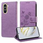 For Huawei nova 10 Embossed Butterfly Flowers Leather Phone Case(Purple)