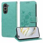 For Huawei nova 10 Pro Embossed Butterfly Flowers Leather Phone Case(Green)