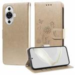 For Huawei nova 12s 4G Embossed Butterfly Flowers Leather Phone Case(Gold)