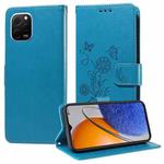 For Huawei nova Y61 / Enjoy 50Z Embossed Butterfly Flowers Leather Phone Case(Blue)