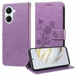 For Huawei nova 10 SE Embossed Butterfly Flowers Leather Phone Case(Purple)