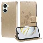 For Huawei nova 10 SE Embossed Butterfly Flowers Leather Phone Case(Gold)