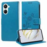 For Huawei nova 10 SE Embossed Butterfly Flowers Leather Phone Case(Blue)