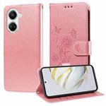 For Huawei nova 10 SE Embossed Butterfly Flowers Leather Phone Case(Rose Gold)