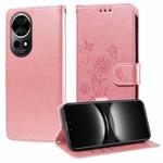 For Huawei nova 12 Pro / nova 12 Ultra Embossed Butterfly Flowers Leather Phone Case(Rose Gold)