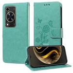 For Huawei nova Y72 4G / Enjoy 70 Embossed Butterfly Flowers Leather Phone Case(Green)