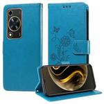 For Huawei nova Y72 4G / Enjoy 70 Embossed Butterfly Flowers Leather Phone Case(Blue)