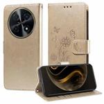 For Huawei Enjoy 70 Pro 4G / nova 12i Embossed Butterfly Flowers Leather Phone Case(Gold)