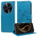 For Huawei Enjoy 70 Pro 4G / nova 12i Embossed Butterfly Flowers Leather Phone Case(Blue)