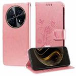 For Huawei Enjoy 70 Pro 4G / nova 12i Embossed Butterfly Flowers Leather Phone Case(Rose Gold)