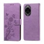 For Huawei nova 14 Embossed Butterfly Flowers Leather Phone Case(Purple)