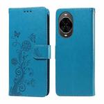 For Huawei nova 14 Embossed Butterfly Flowers Leather Phone Case(Blue)