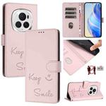 For Honor Magic6 Pro 5G Global Smile Embossing RFID Leather Phone Case(Pink)