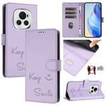 For Honor Magic6 5G Global Smile Embossing RFID Leather Phone Case(Light Purple)