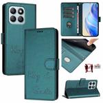 For Honor X8b 4G Global Smile Embossing RFID Leather Phone Case(Peacock Green)