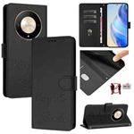 For Honor Magic6 Lite 5G Global Smile Embossing RFID Leather Phone Case(Black)