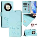 For Honor X9b 5G Global Smile Embossing RFID Leather Phone Case(Mint Green)