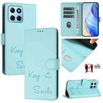 For Honor 70 Lite 5G Global/X6s 4G Global Smile Embossing RFID Leather Phone Case(Mint Green)