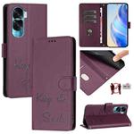 For Honor 90 Lite 5G/X50i 5G Smile Embossing RFID Leather Phone Case(Violet)