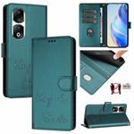 For Honor 90 Pro 5G Smile Embossing RFID Leather Phone Case(Peacock Green)