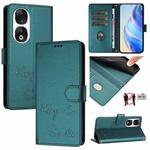 For Honor 90 5G Smile Embossing RFID Leather Phone Case(Peacock Green)