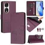 For Honor 90 5G Smile Embossing RFID Leather Phone Case(Violet)