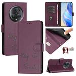 For Honor Magic5 Pro Smile Embossing RFID Leather Phone Case(Violet)