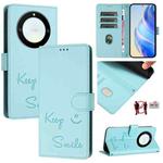 For Honor X40 5G/X9a 5G/Magic5 Lite Smile Embossing RFID Leather Phone Case(Mint Green)