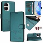 For Honor X40i 5G Smile Embossing RFID Leather Phone Case(Peacock Green)