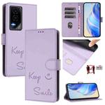 For Honor GT Smile Embossing RFID Leather Phone Case(Light Purple)