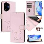 For Honor 300 5G Smile Embossing RFID Leather Phone Case(Pink)