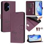 For Honor 300 5G Smile Embossing RFID Leather Phone Case(Violet)