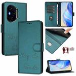 For Honor 300 Pro 5G / 300 Ultra 5G Smile Embossing RFID Leather Phone Case(Peacock Green)