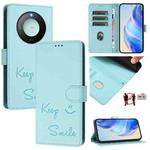 For Honor X9c Smart 5G Smile Embossing RFID Leather Phone Case(Mint Green)