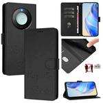 For Honor X9c Smart 5G Smile Embossing RFID Leather Phone Case(Black)