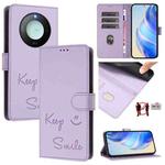 For Honor X9c Smart 5G Smile Embossing RFID Leather Phone Case(Light Purple)
