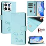 For Honor X8c 4G Global Smile Embossing RFID Leather Phone Case(Mint Green)