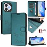 For Honor 400 Lite Smile Embossing RFID Leather Phone Case(Peacock Green)