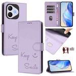 For Honor 400 Lite Smile Embossing RFID Leather Phone Case(Light Purple)
