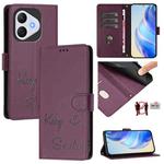 For Honor 400 Lite Smile Embossing RFID Leather Phone Case(Violet)