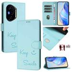 For Honor 400 Smile Embossing RFID Leather Phone Case(Mint Green)