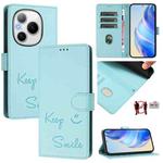 For Honor Power 5G Smile Embossing RFID Leather Phone Case(Mint Green)