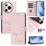 For Honor Power 5G Smile Embossing RFID Leather Phone Case(Pink)