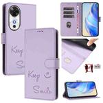 For Honor Play 60 5G Smile Embossing RFID Leather Phone Case(Light Purple)
