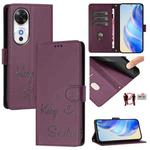 For Honor Play 60 5G Smile Embossing RFID Leather Phone Case(Violet)