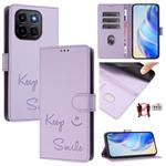 For Honor X6c 4G Smile Embossing RFID Leather Phone Case(Light Purple)