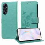 For OPPO A1 / A98 / F23 5G Embossed Butterfly Flowers Leather Phone Case(Green)