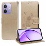 For OPPO A3x 4G / A3x 5G India Embossed Butterfly Flowers Leather Phone Case(Gold)