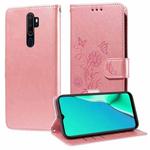 For OPPO A9 2020 / A11x / A5 2020 / A11 Embossed Butterfly Flowers Leather Phone Case(Rose Gold)