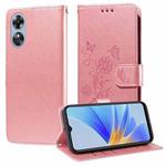 For OPPO A17 4G Global / A17k Global Embossed Butterfly Flowers Leather Phone Case(Rose Gold)